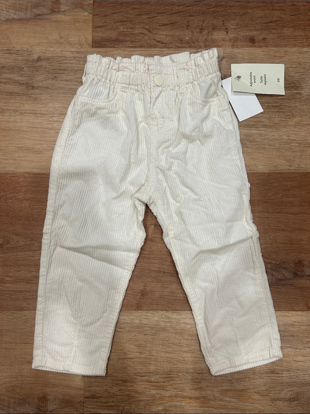 H&M Cream Corduroy Paperbag Waist Kids Pants